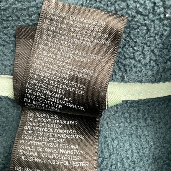 The North Face Fleece Jacket Womens Size M Green Full Zip Pockets Logo Mock Neck - Picture 8 of 15